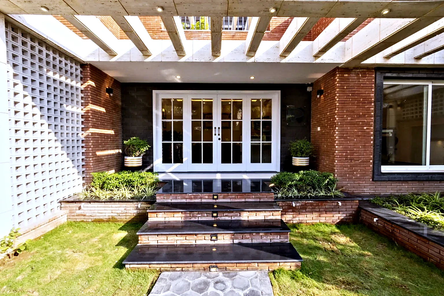 Clinic front doors and steps